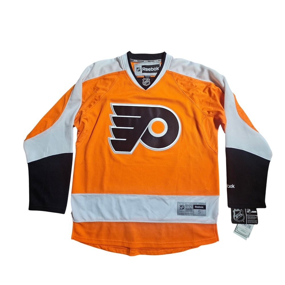 Philadelphia Flyers NHL Premier Jersey S Reebok Long Sleeve Orange Black NWT